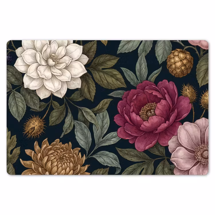 Bloemen - Botanisch - Illustratie - Donker - Vintage Placemat vinyl groot -zzsfeer1_Kitchenyeah-website
