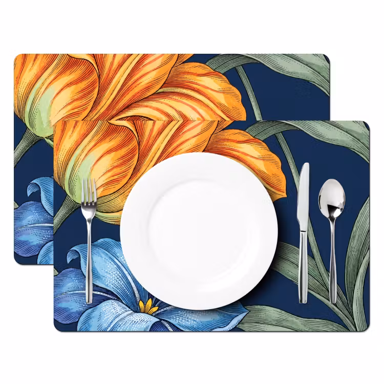 Tischset - 6 Stück - Blumen – Botanik – Muster - Bloemen - Botanisch - Patroon Placemat vinyl groot