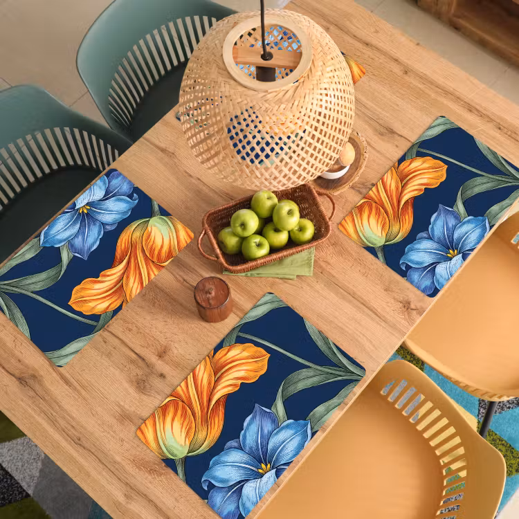 Tischset - 6 Stück - Blumen – Botanik – Muster - Bloemen - Botanisch - Patroon Placemat vinyl groot