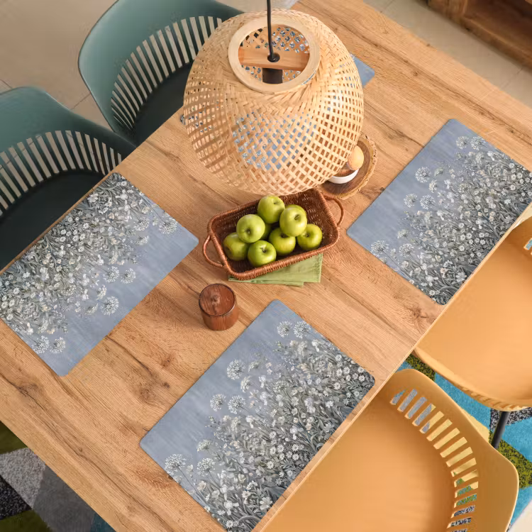 Bloemen - Botanisch - Blauw Placemat vinyl groot -zzsfeer5_Kitchenyeah-website