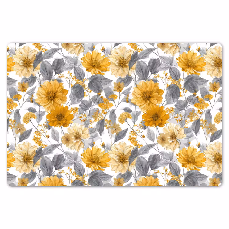 Bloemen - Botanisch - Elegant - Okergeel - Grijs Placemat vinyl groot 368 -zzsfeer1_Kitchenyeah-website