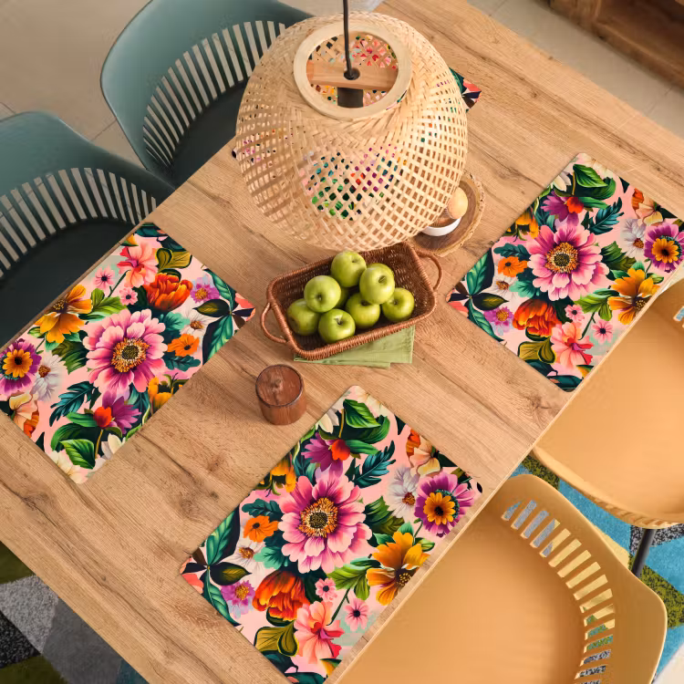 Bloemen - Kleurrijk - Roze Placemat vinyl groot -zzsfeer5_Kitchenyeah-website