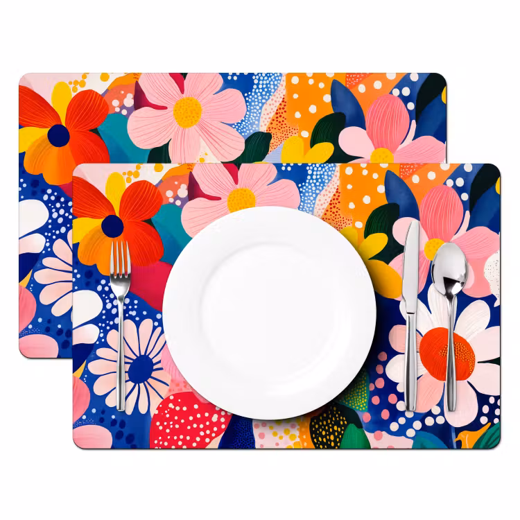 Bloemen - Kleurrijk - Stippen Placemat vinyl groot -zzsfeer2_Kitchenyeah-website