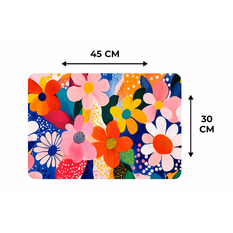 Bloemen - Kleurrijk - Stippen Placemat vinyl groot -specs