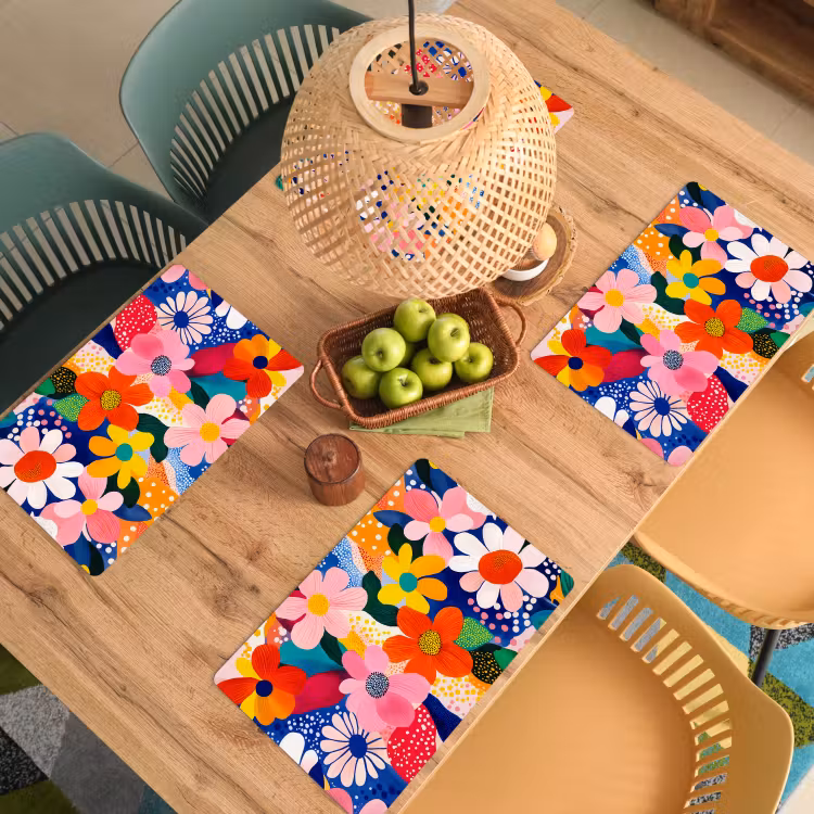 Bloemen - Kleurrijk - Stippen Placemat vinyl groot -zzsfeer5_Kitchenyeah-website