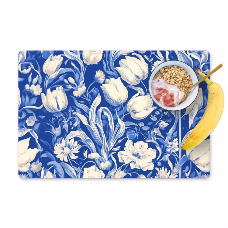 Bloemen - Delfts Blauw - Patroon - Tulp Placemat vinyl groot -zzzproduct_Kitchenyeah-website