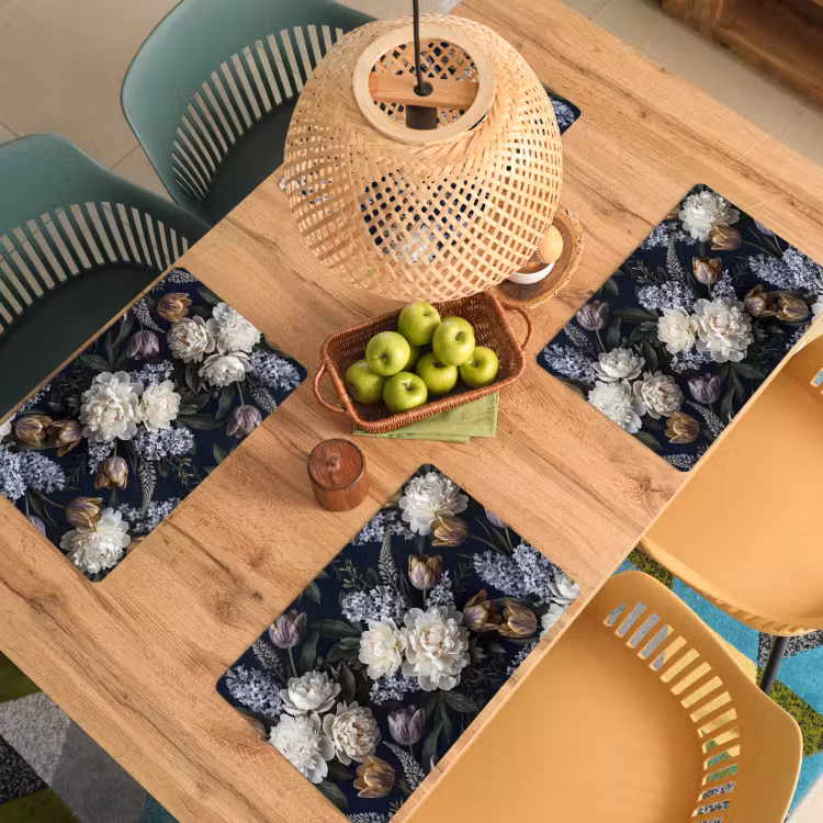 Bloemen - Donker - Elegant - Natuur - Wit Placemat vinyl groot -zzsfeer5_Kitchenyeah-website