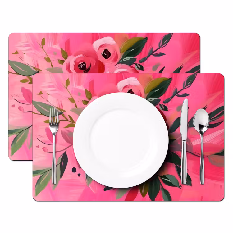 Bloemen - Verf - Roze Placemat vinyl groot -zzsfeer2_Kitchenyeah-website