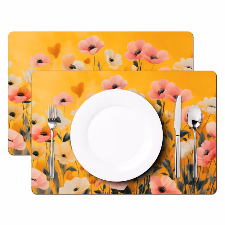 Bloemen - Veld - Geel Placemat vinyl groot -zzsfeer2_Kitchenyeah-website