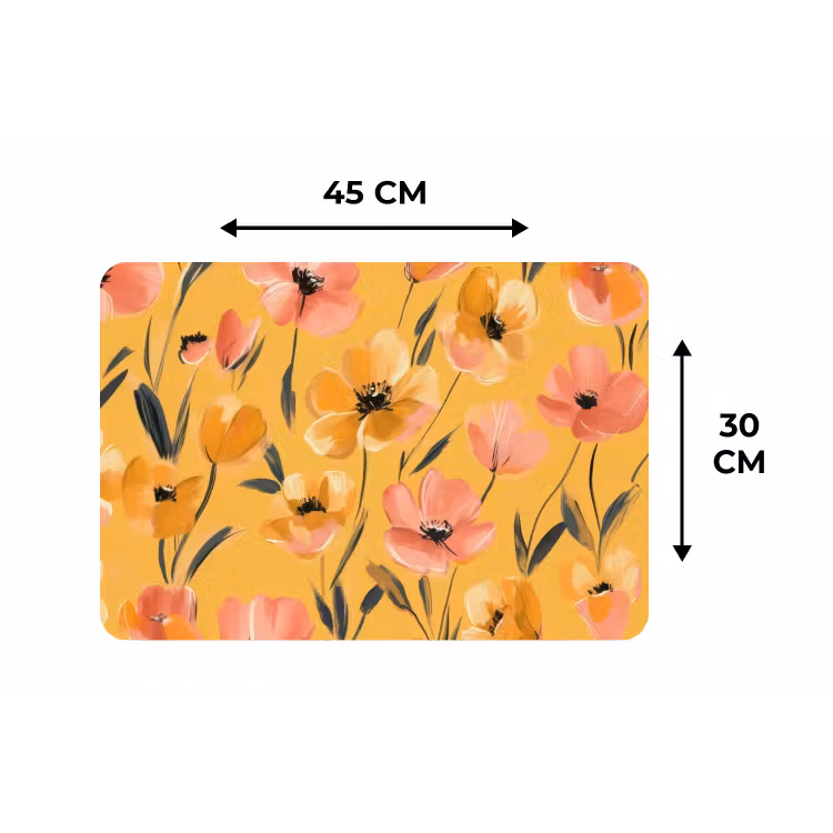 Bloemen - Geschilderd - Geel Placemat vinyl groot -specs