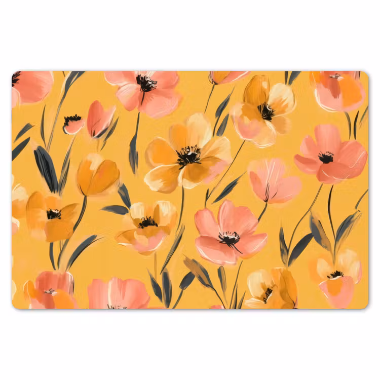 Bloemen - Geschilderd - Geel Placemat vinyl groot -zzsfeer1_Kitchenyeah-website