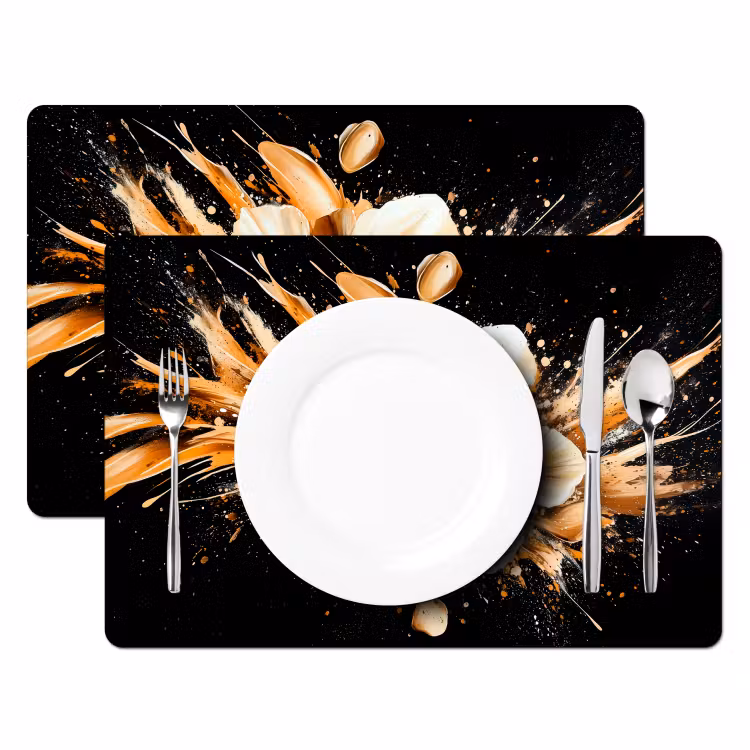Bloemen - Goud - Graffiti - Zwart - Abstract Placemat vinyl groot -zzsfeer2_Kitchenyeah-website