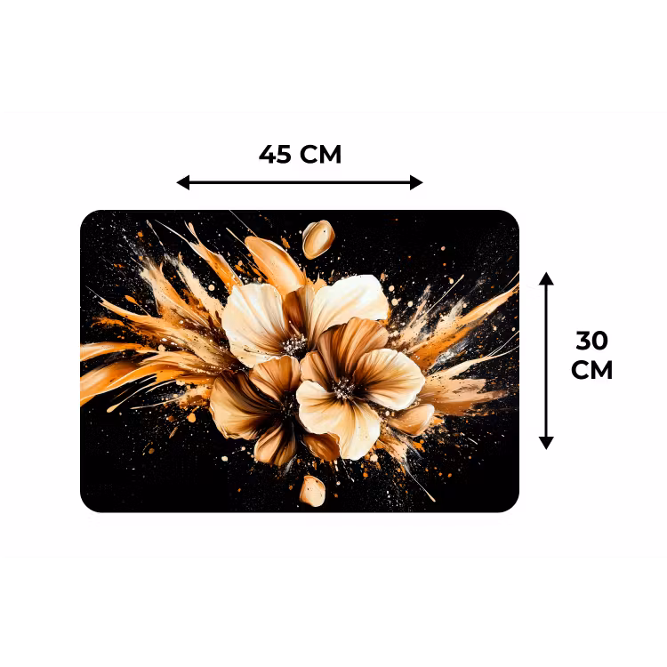 Bloemen - Goud - Graffiti - Zwart - Abstract Placemat vinyl groot -specs