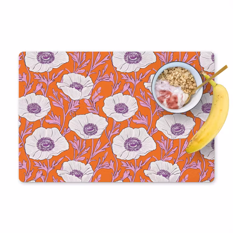 Bloemen - Grafisch - Oranje Placemat vinyl groot 368 -zzzproduct_Kitchenyeah-website