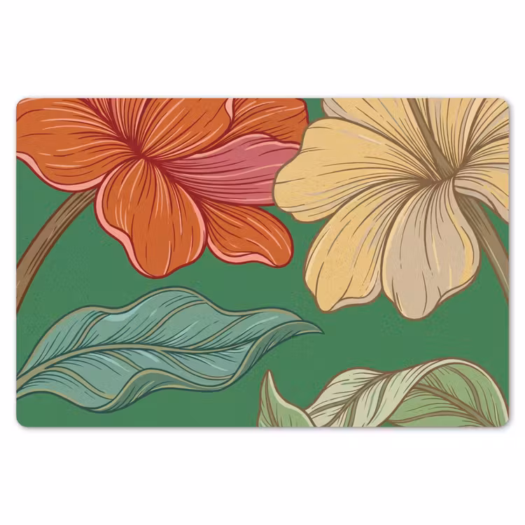 Tischset - 6 Stück - Blumen – Grün – Illustration - Bloemen - Groen - Illustratie Placemat vinyl groot