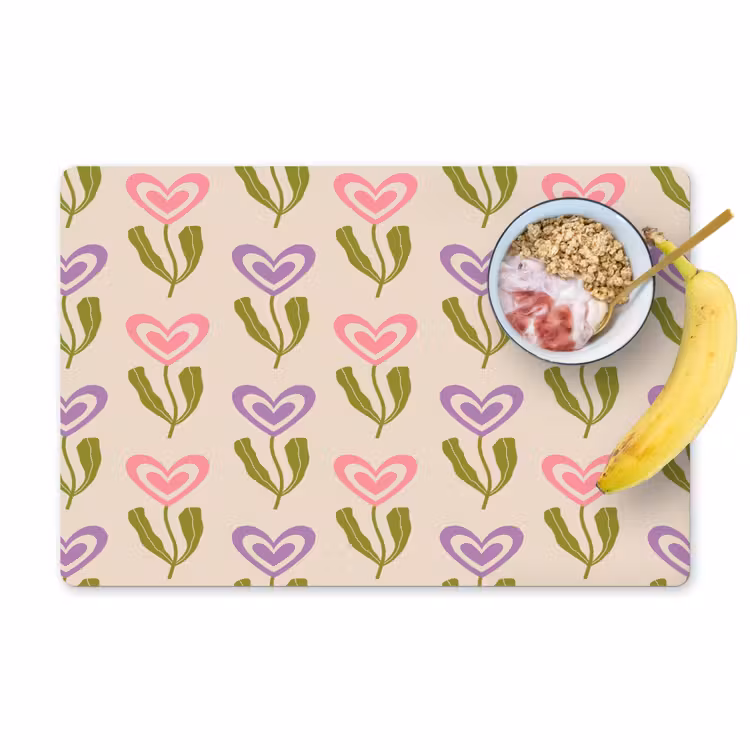 Bloemen - Hartjes - Patroon Placemat vinyl groot 368 -zzzproduct_Kitchenyeah-website