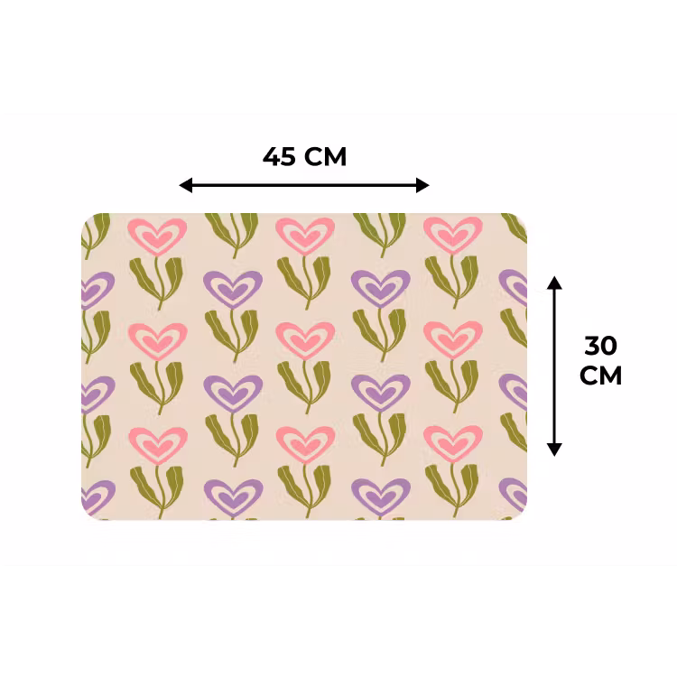 Bloemen - Hartjes - Patroon Placemat vinyl groot 368 -specs