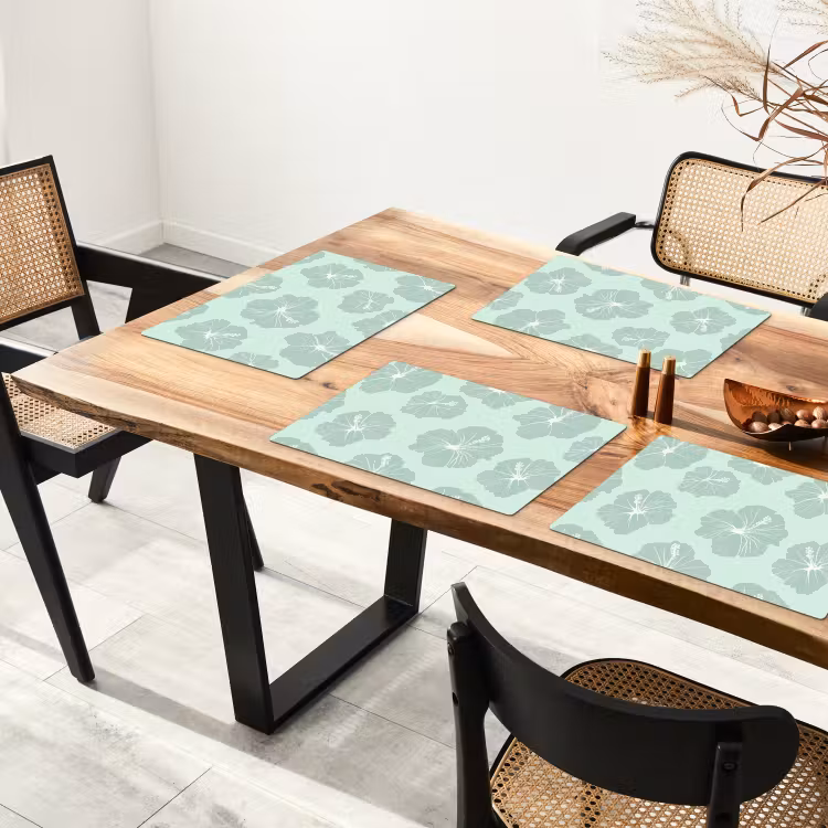 Bloemen - Hibiscus - Mint Placemat vinyl groot 368 -zzsfeer4_Kitchenyeah-website