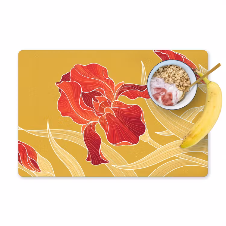 Tischset - 6 Stück - Blumen – Illustration – Rot - Bloemen - Illustratie - Rood Placemat vinyl groot