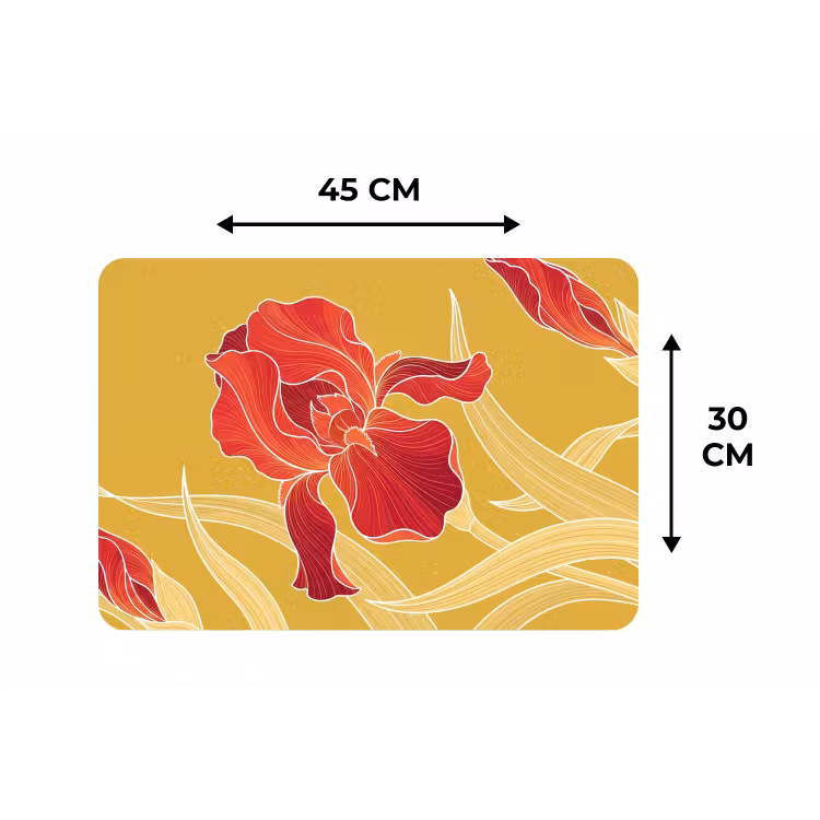 Tischset - 6 Stück - Blumen – Illustration – Rot - Bloemen - Illustratie - Rood Placemat vinyl groot