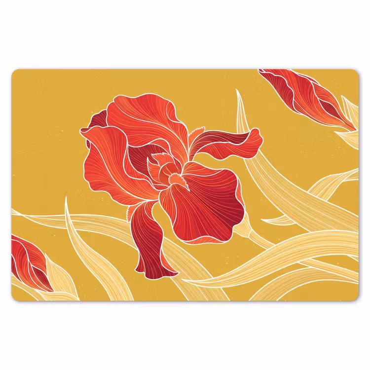 Tischset - 6 Stück - Blumen – Illustration – Rot - Bloemen - Illustratie - Rood Placemat vinyl groot
