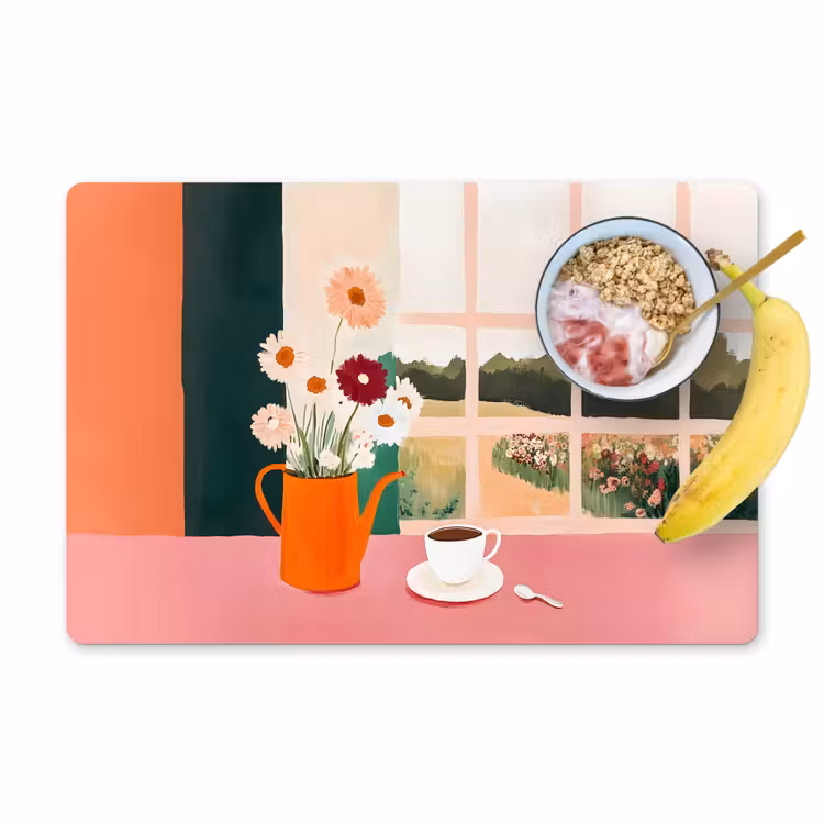 Bloemen - Koffie - Raam Placemat vinyl groot -zzzproduct_Kitchenyeah-website