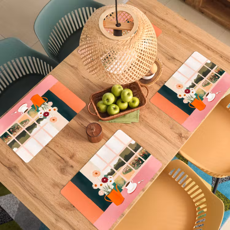 Bloemen - Koffie - Raam Placemat vinyl groot -zzsfeer5_Kitchenyeah-website