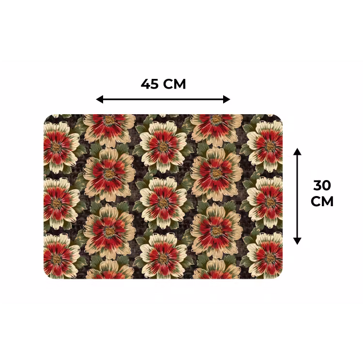 Bloemen - Klassiek - Patroon - Rood Placemat vinyl groot 368 -specs