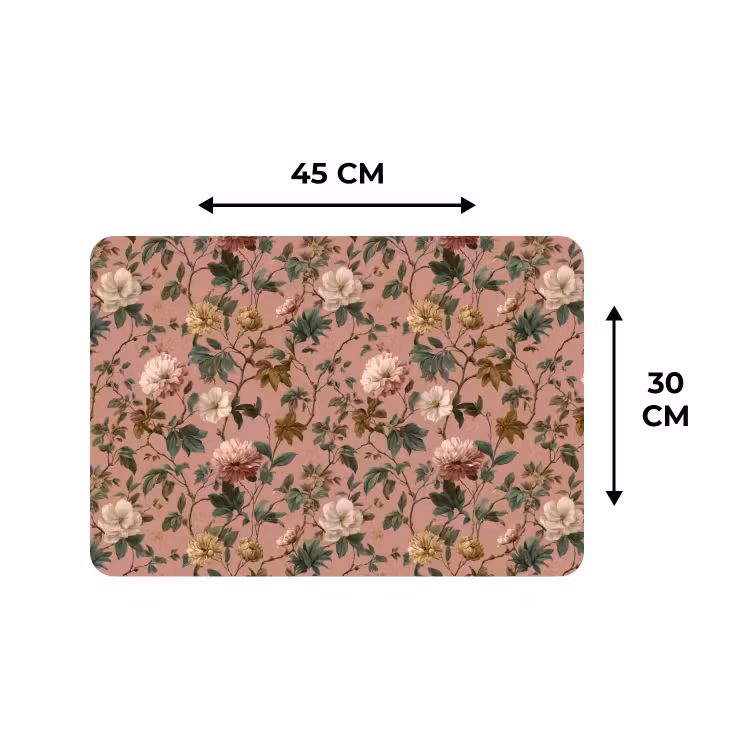 Bloemen - Klassiek - Roze Placemat vinyl groot 368 -specs