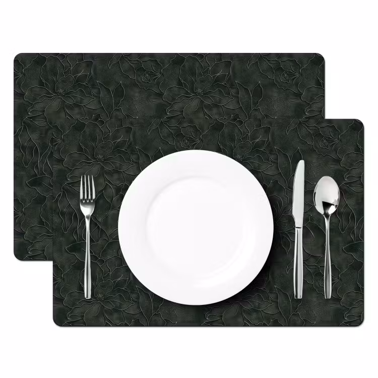 Bloemen - Lijnen - Groen Placemat vinyl groot 368 -zzsfeer2_Kitchenyeah-website