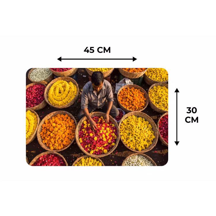 Tischset - 6 Stück - Blumen – Markt – Bunt - Bloemen - Markt - Kleurrijk Placemat vinyl groot
