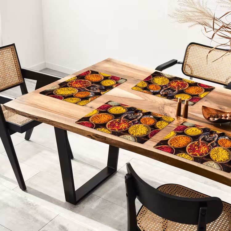 Tischset - 6 Stück - Blumen – Markt – Bunt - Bloemen - Markt - Kleurrijk Placemat vinyl groot