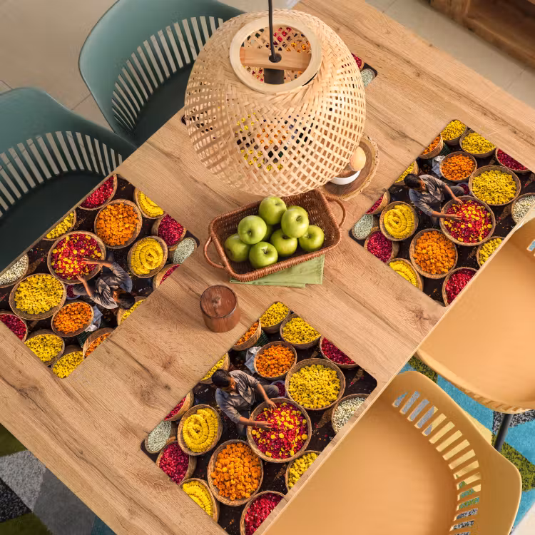 Tischset - 6 Stück - Blumen – Markt – Bunt - Bloemen - Markt - Kleurrijk Placemat vinyl groot