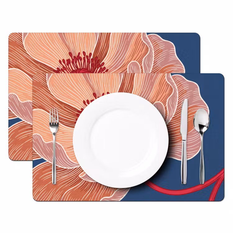Tischset - 6 Stück - Blumen – Modern – Abstrakt - Bloemen - Modern - Abstract Placemat vinyl groot