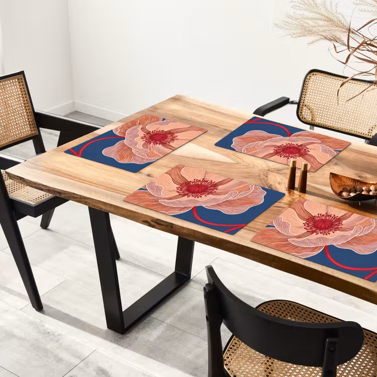 Tischset - 6 Stück - Blumen – Modern – Abstrakt - Bloemen - Modern - Abstract Placemat vinyl groot