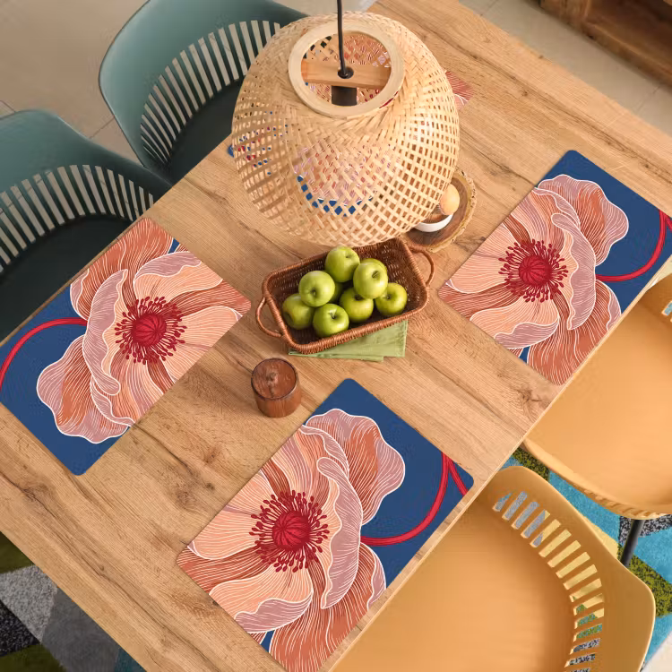 Tischset - 6 Stück - Blumen – Modern – Abstrakt - Bloemen - Modern - Abstract Placemat vinyl groot