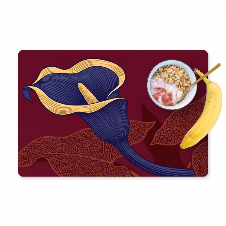 Tischset - 6 Stück - Blumen – Modern – Lila - Bloemen - Modern - Paars Placemat vinyl groot