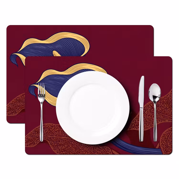 Tischset - 6 Stück - Blumen – Modern – Lila - Bloemen - Modern - Paars Placemat vinyl groot