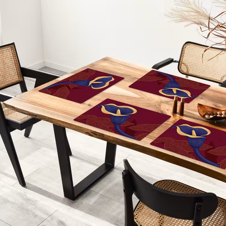 Tischset - 6 Stück - Blumen – Modern – Lila - Bloemen - Modern - Paars Placemat vinyl groot