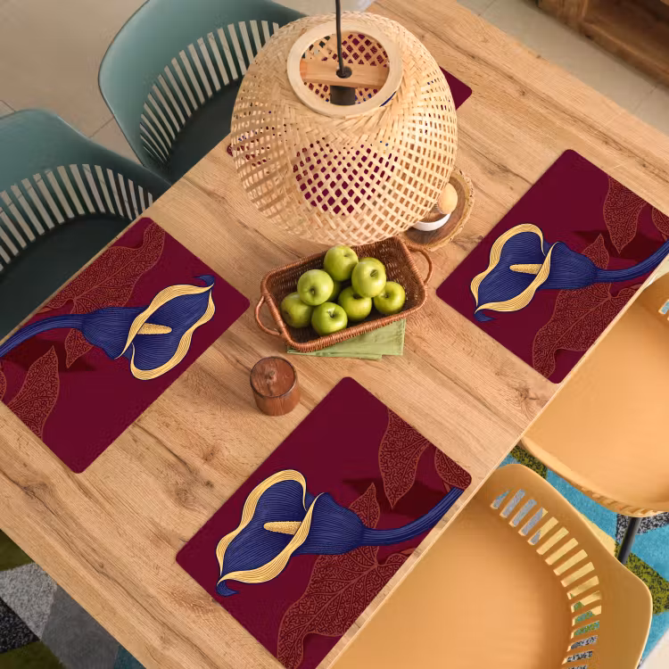 Tischset - 6 Stück - Blumen – Modern – Lila - Bloemen - Modern - Paars Placemat vinyl groot