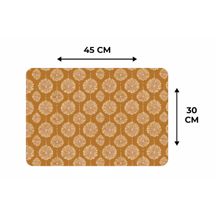 Bloemen - Modern - Oker Placemat vinyl groot 368 -specs