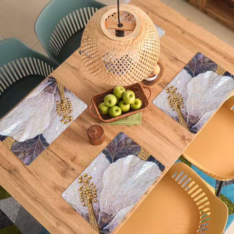 Bloemen - Mozaïek - Kunst - Modern - Goud Placemat vinyl groot -zzsfeer5_Kitchenyeah-website