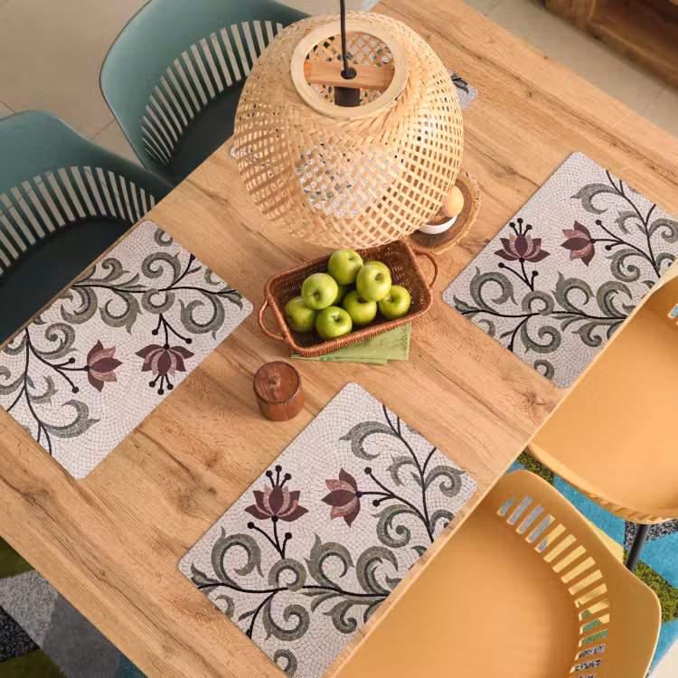 Bloemen - Mozaïek - Patroon - Abstract - Groen Placemat vinyl groot -zzsfeer5_Kitchenyeah-website