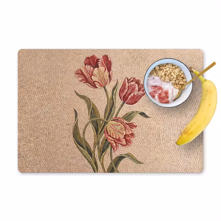 Bloemen - Mozaïek - Rood - Groen - Kunst Placemat vinyl groot -zzzproduct_Kitchenyeah-website