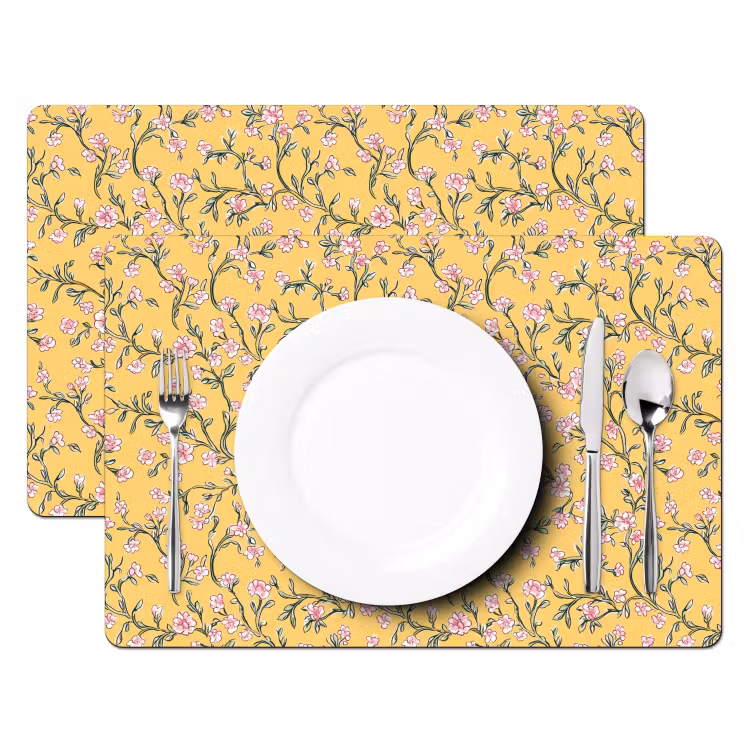 Bloemen - Motief - Geel Placemat vinyl groot 368 -zzsfeer2_Kitchenyeah-website