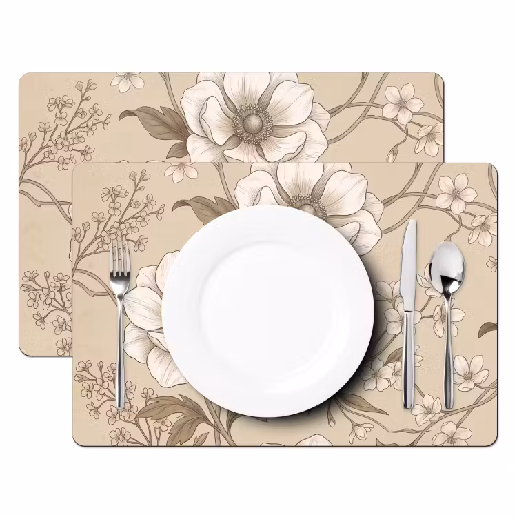 Bloemen - Patroon - Beige Placemat vinyl groot -zzsfeer2_Kitchenyeah-website