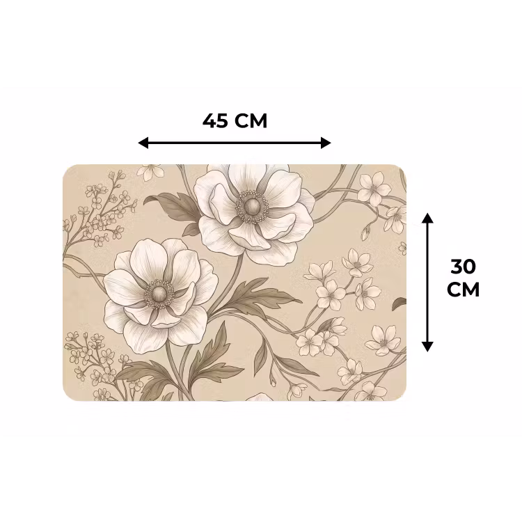 Bloemen - Patroon - Beige Placemat vinyl groot -specs
