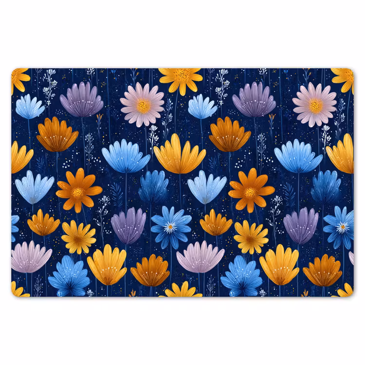 Bloemen - Patroon - Blauw - Contrast Placemat vinyl groot -zzsfeer1_Kitchenyeah-website
