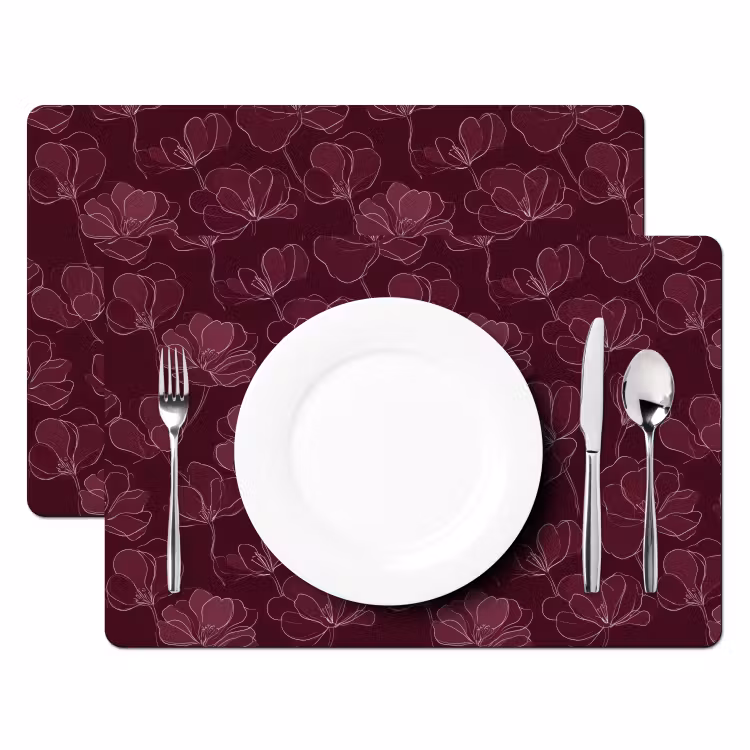 Bloemen - Patroon - Bordeauxrood Placemat vinyl groot 368 -zzsfeer2_Kitchenyeah-website