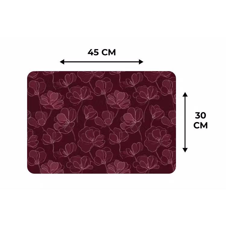 Bloemen - Patroon - Bordeauxrood Placemat vinyl groot 368 -specs